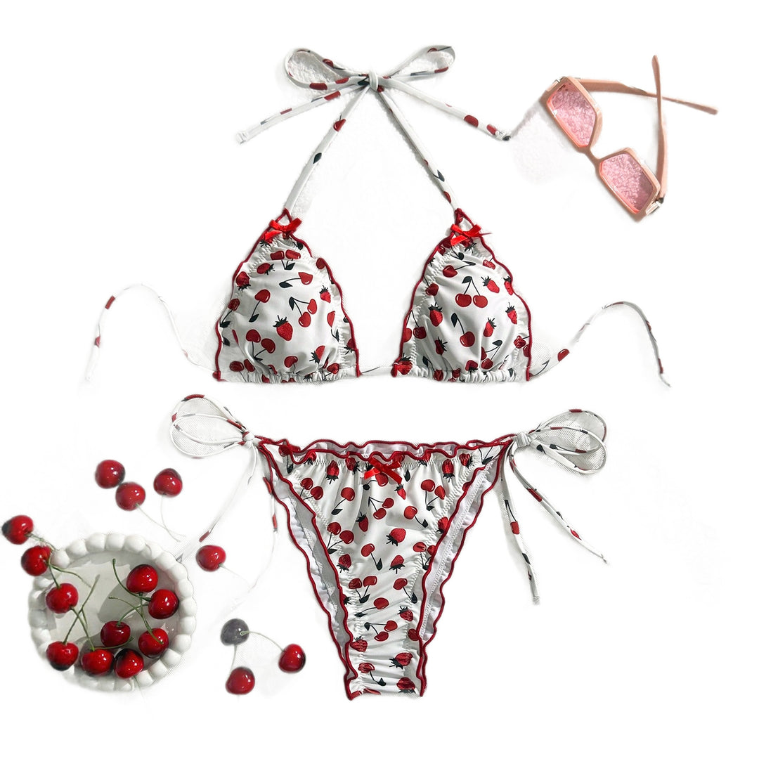 Damen Triangel-Bikini mit verspieltem Kirschmuster Echo Archiv