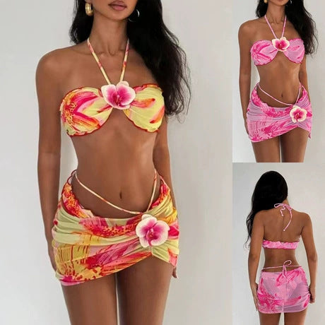 Damen Bandeau-Bikini mit verziertem Rock Echo Archiv