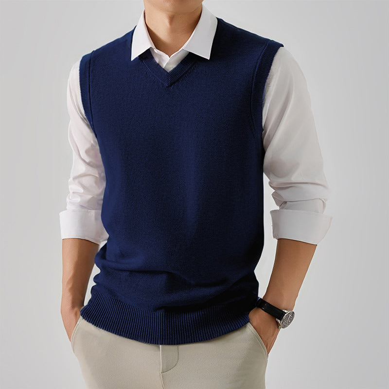 Herren eleganter V-Ausschnitt Pulloverweste Echoarchiv