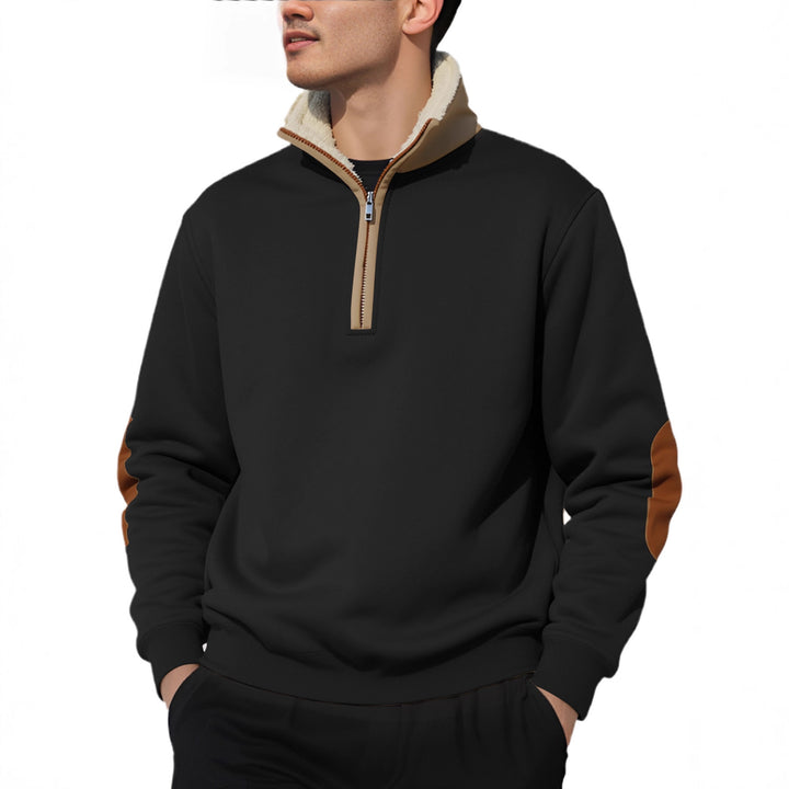 Herren Fleece-Pullover mit hohem Kragen und eleganten Kontrastdetails Echoarchiv
