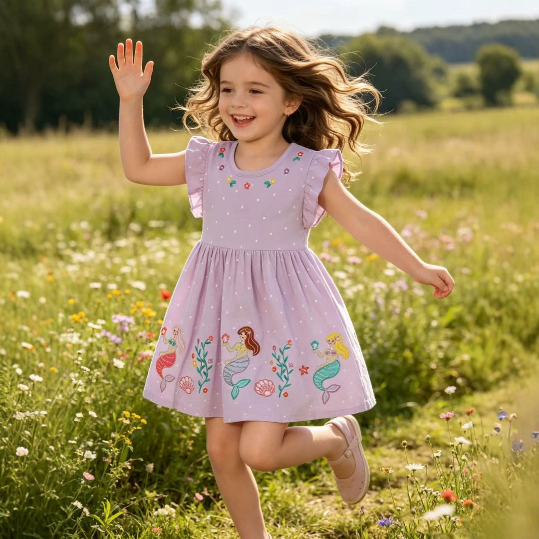 Mädchen Sommerkleid mit verzauberndem Meerjungfrau-Stickdesign Echo Archiv