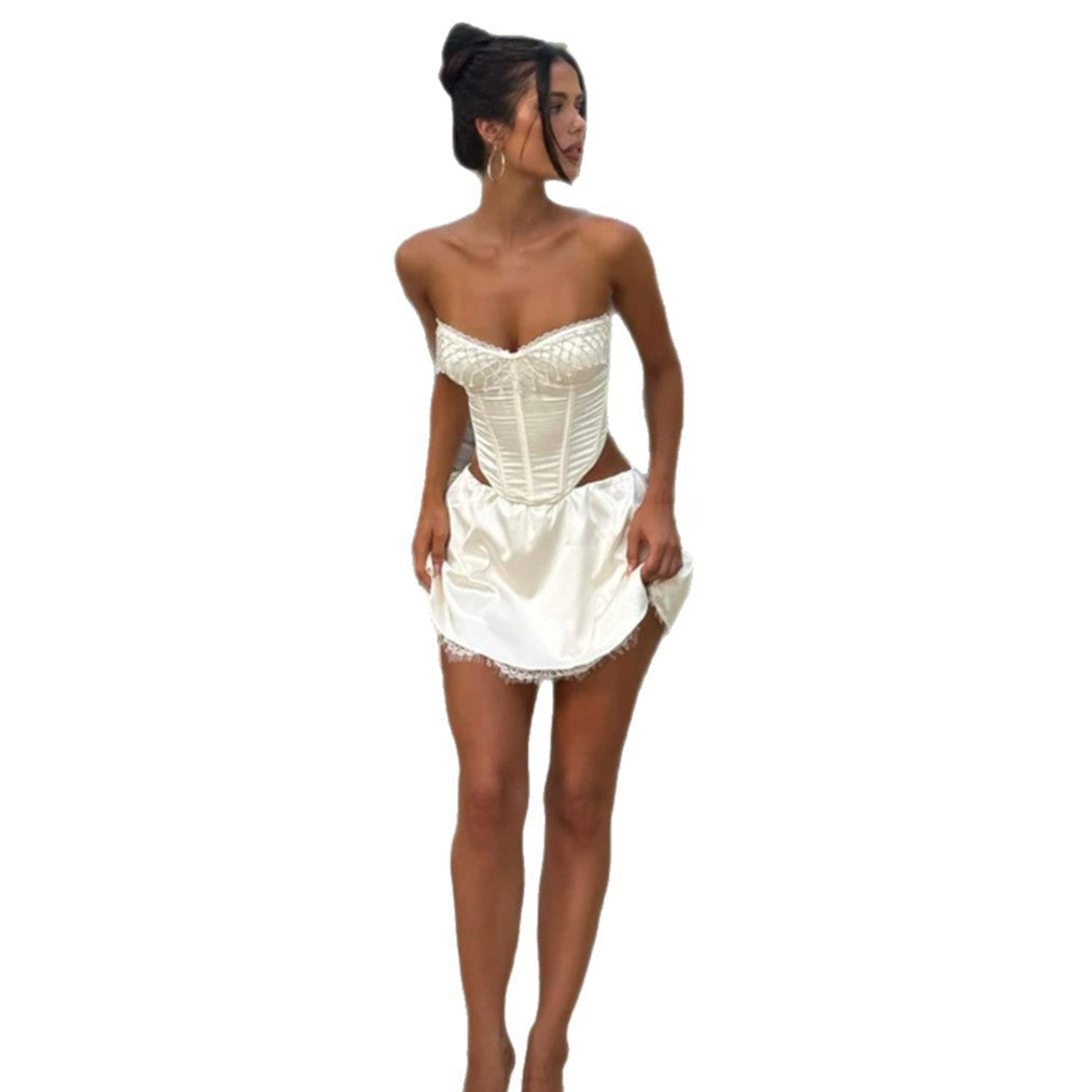 Damen Spitzen-Bustier und Minirock-Set Echo Archiv