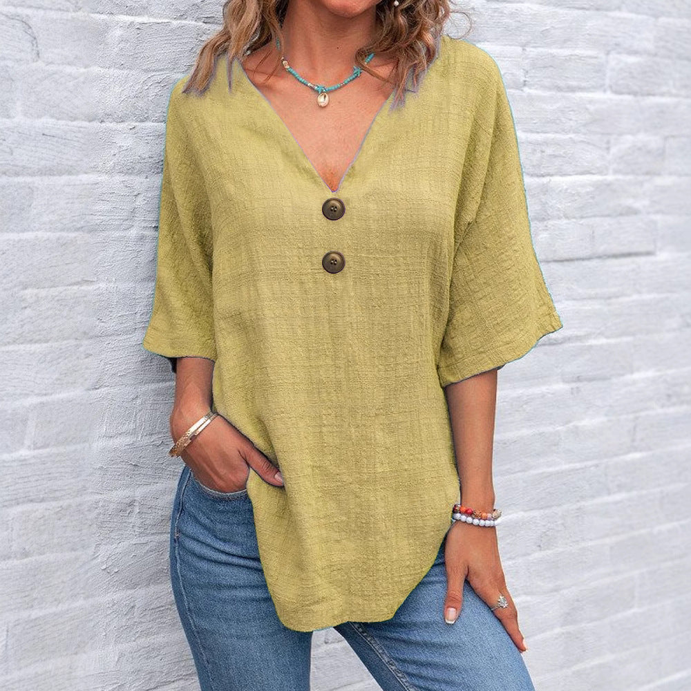 Damen V-Ausschnitt Bluse mit Knopfdetails Echo Archiv
