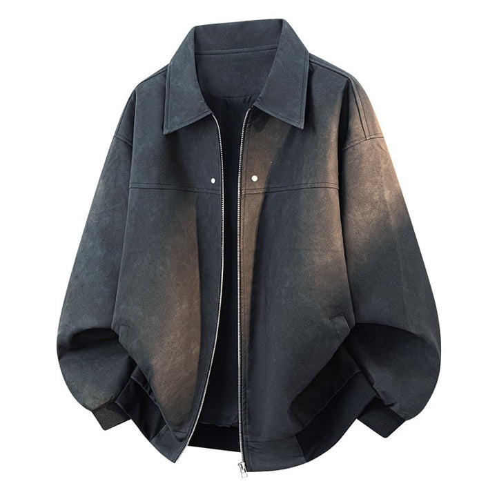 Herren Oversize Blousonjacke in Velours-Optik mit kastiger Silhouette, beidseitig öffnendem Reißverschluss & geripptem Saum Echoarchiv