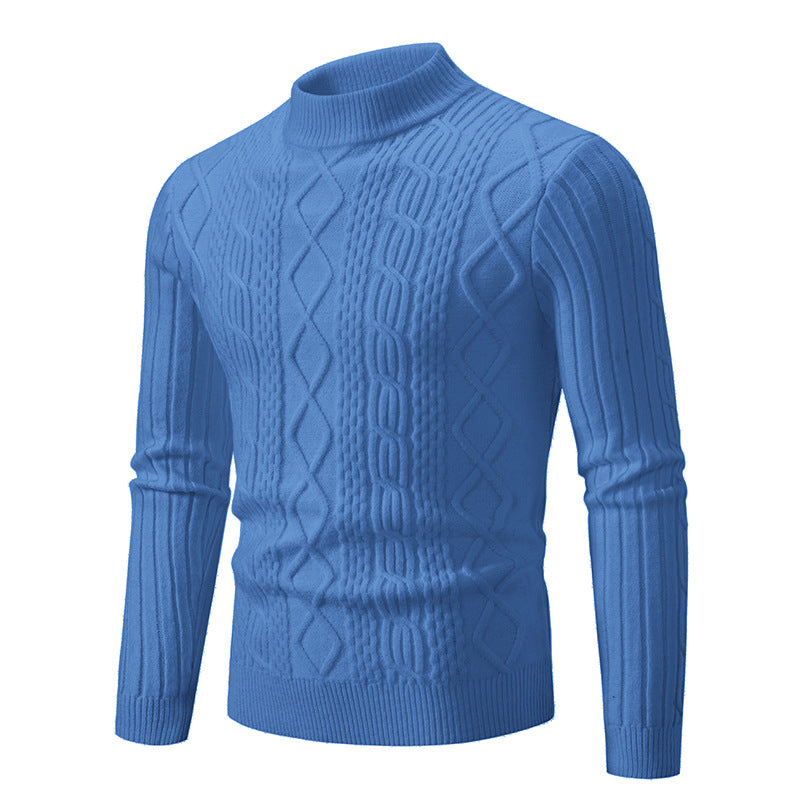Herren nan gerippter Zopfmuster-Rollkragenpullover Slim Fit Echo Archiv