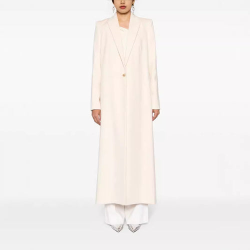 Damen Longline Wollmantel mit Ein-Knopf-Verschluss und tailliertem Revers Echoarchiv