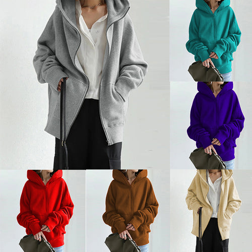 Damen nan übergroße Kapuzenjacke mit Reißverschluss und Kängurutasche aus flauschigem Fleece Echo Archiv