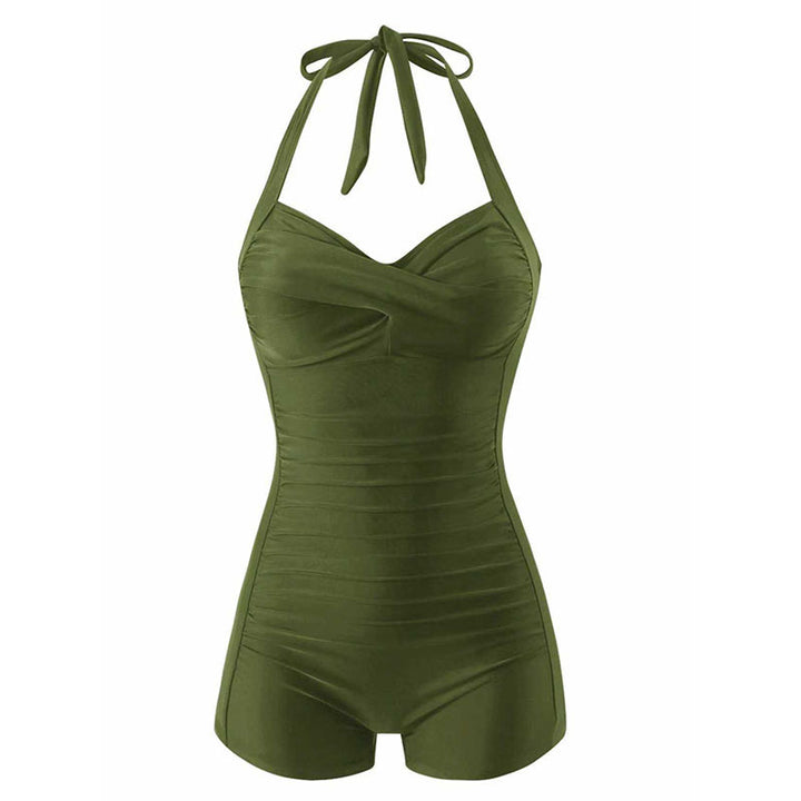 Damen Halterneck Badeanzug mit schmeichelnder Raffung Echo Archiv