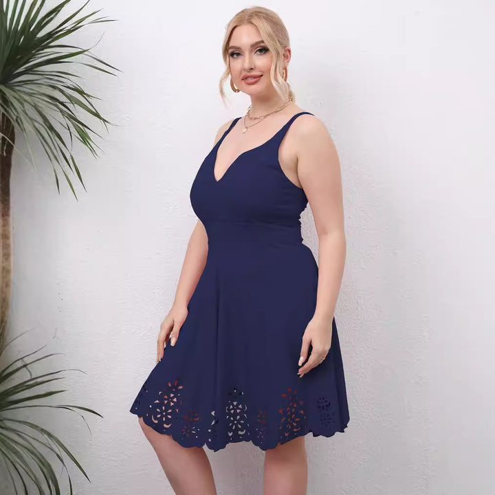 Damen A-Linien Kleid mit floralem Lochmuster Echo Archiv