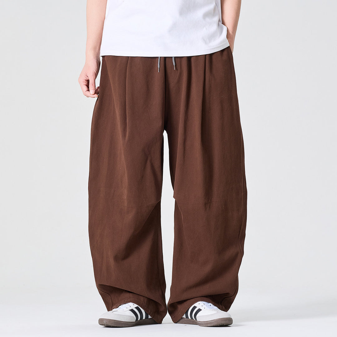 Herren Weite Relaxed-Fit Stoffhose mit Tunnelzug und Bundfalten Echo Archiv