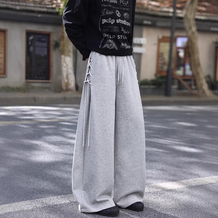 Damen Weitgeschnittene Freizeithose mit Schnürdetails Echoarchiv