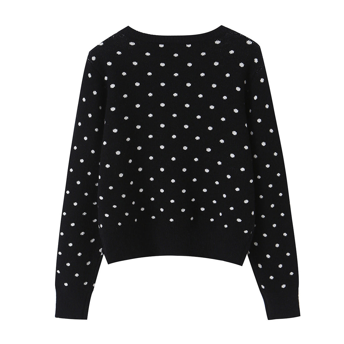 Damen Cropped Strickjacke mit Rundhalsausschnitt und Punktstruktur Echoarchiv