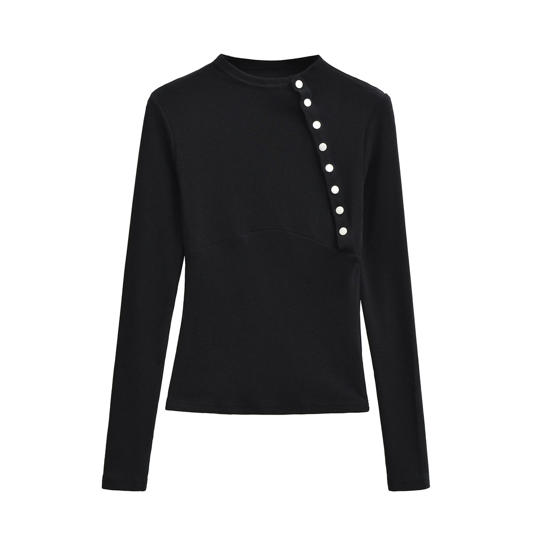 Damen Figurnahes Longsleeve mit asymmetrischer Druckknopfleiste Echoarchiv