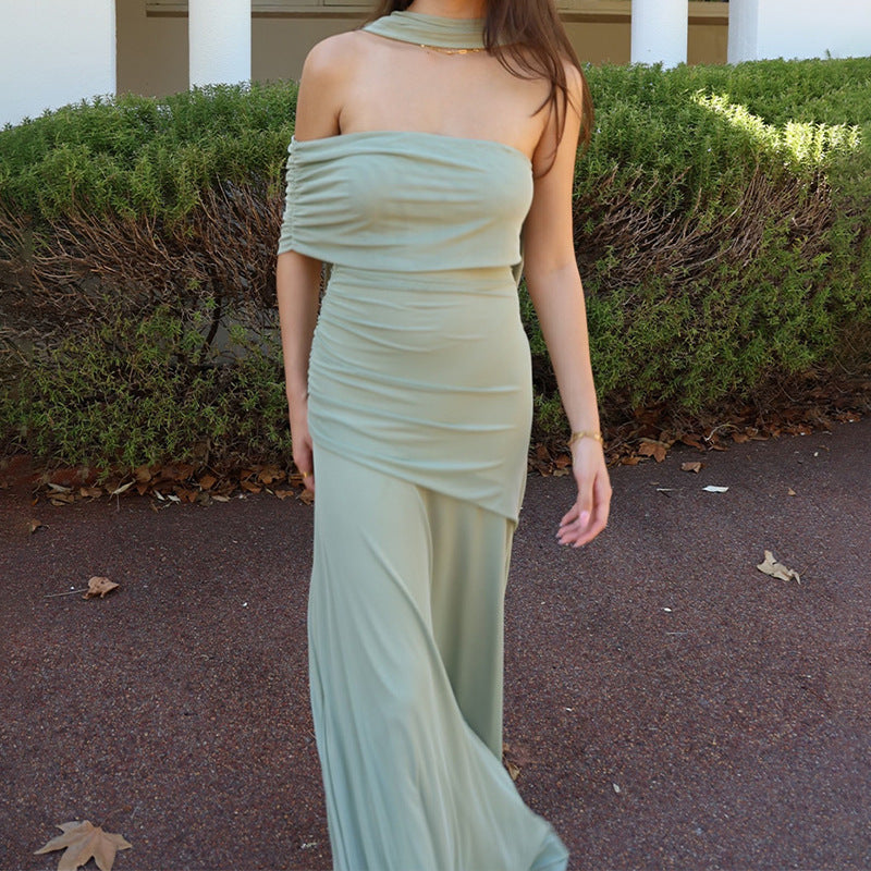 Damen Raffiniertes schulterfreies Maxikleid mit Rüschendetails Echo Archiv