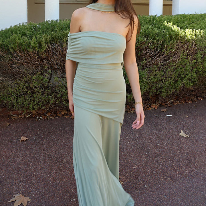 Damen Raffiniertes schulterfreies Maxikleid mit Rüschendetails Echo Archiv
