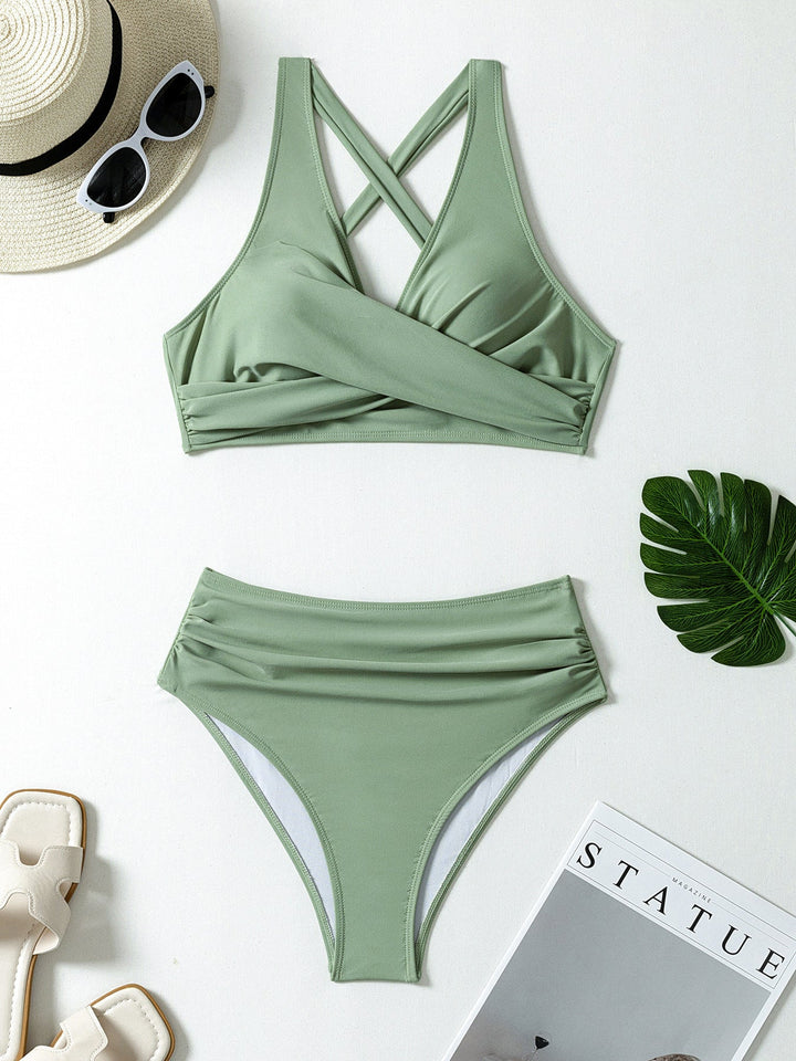 Damen Hoch geschnittener Bikini mit Wickeldetail Echoarchiv