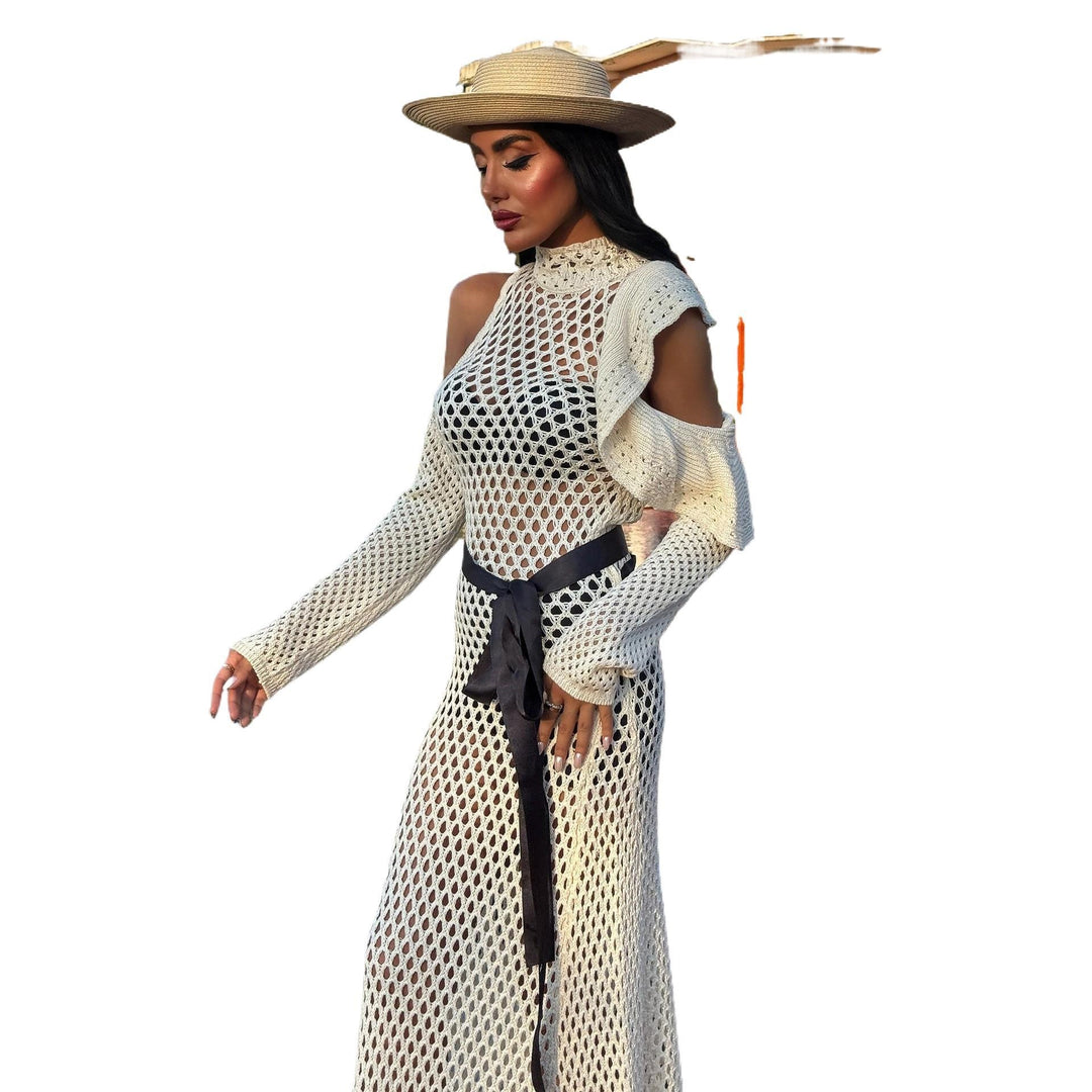 Damen schulterfreies Netzkleid mit eleganten Rüschen Echo Archiv