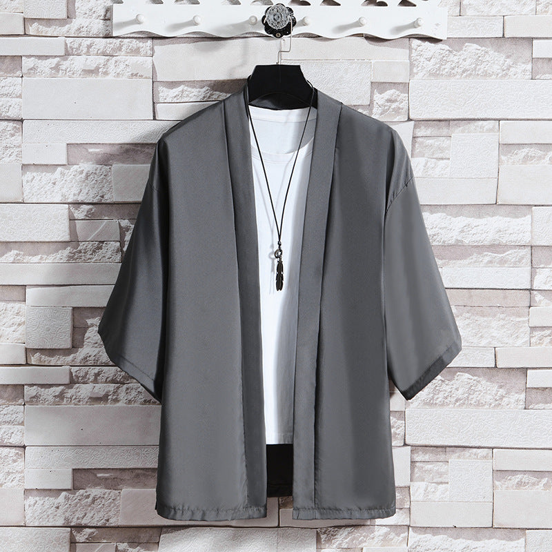 Herren nan kimonoartige Kurzjacke im Oversize-Stil mit offenem Schnitt und weichem Fall Echo Archiv