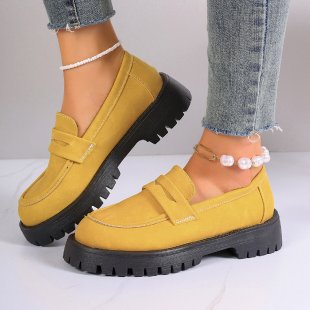 Damen Modische Chunky‑Loafer aus Veloursimitat mit profilierter Lug‑Sohle Echo Archiv