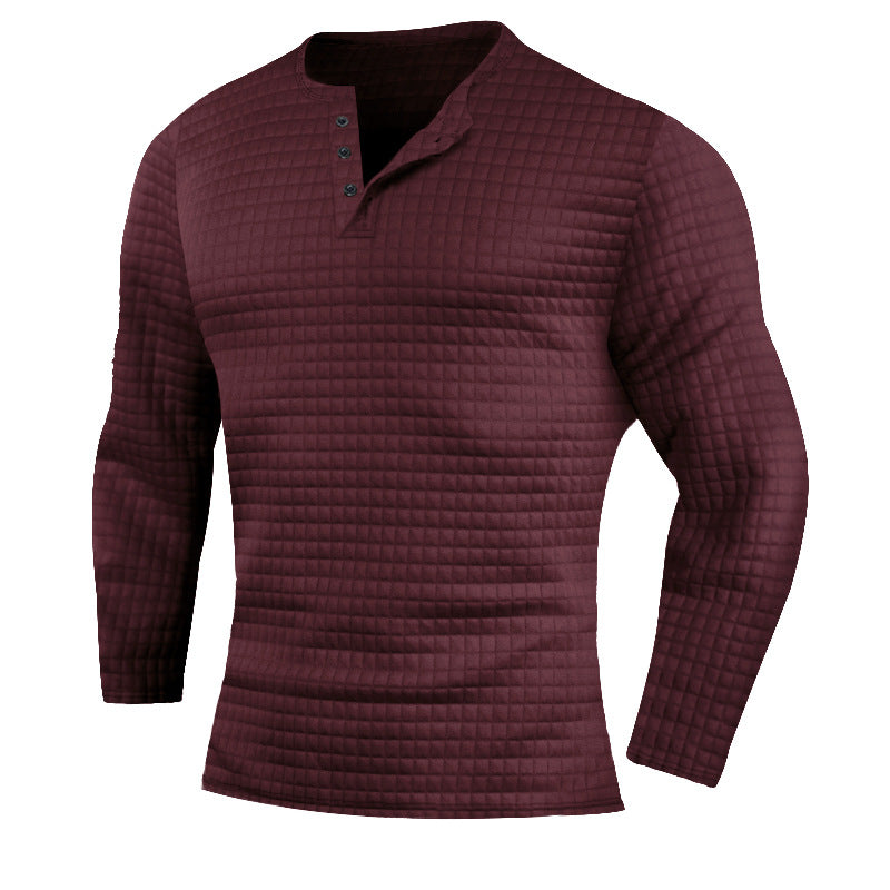 Herren langärmliges Henley-Shirt mit strukturiertem Design Echoarchiv