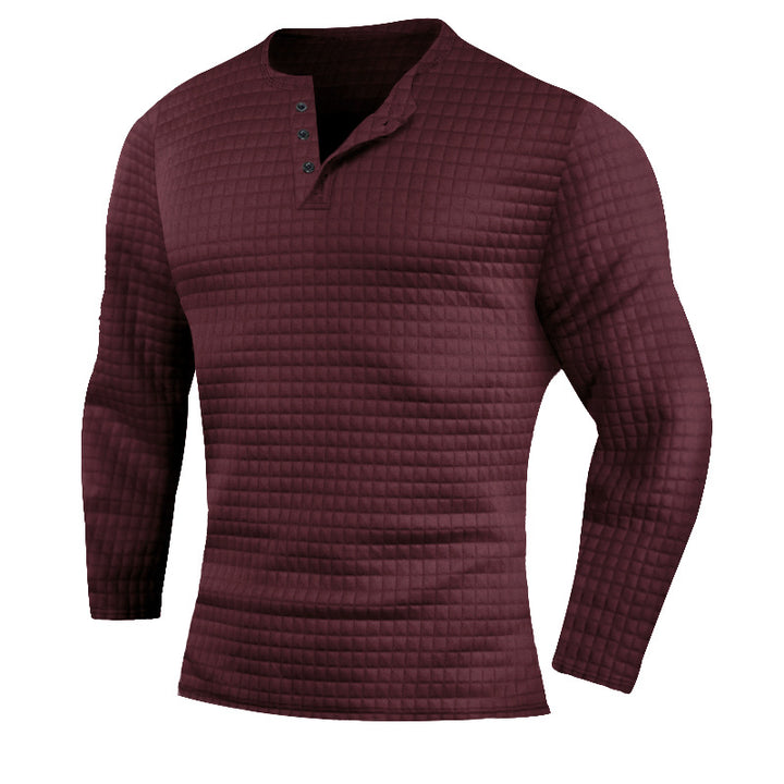 Herren langärmliges Henley-Shirt mit strukturiertem Design Echoarchiv