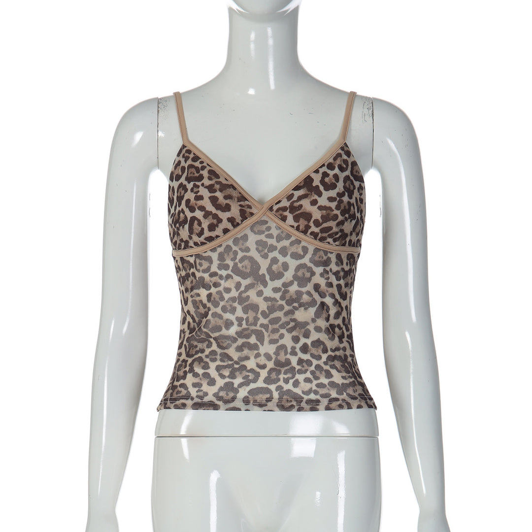 Damen Trägertop mit Leopardendruck und transparenter Verarbeitung Echo Archiv