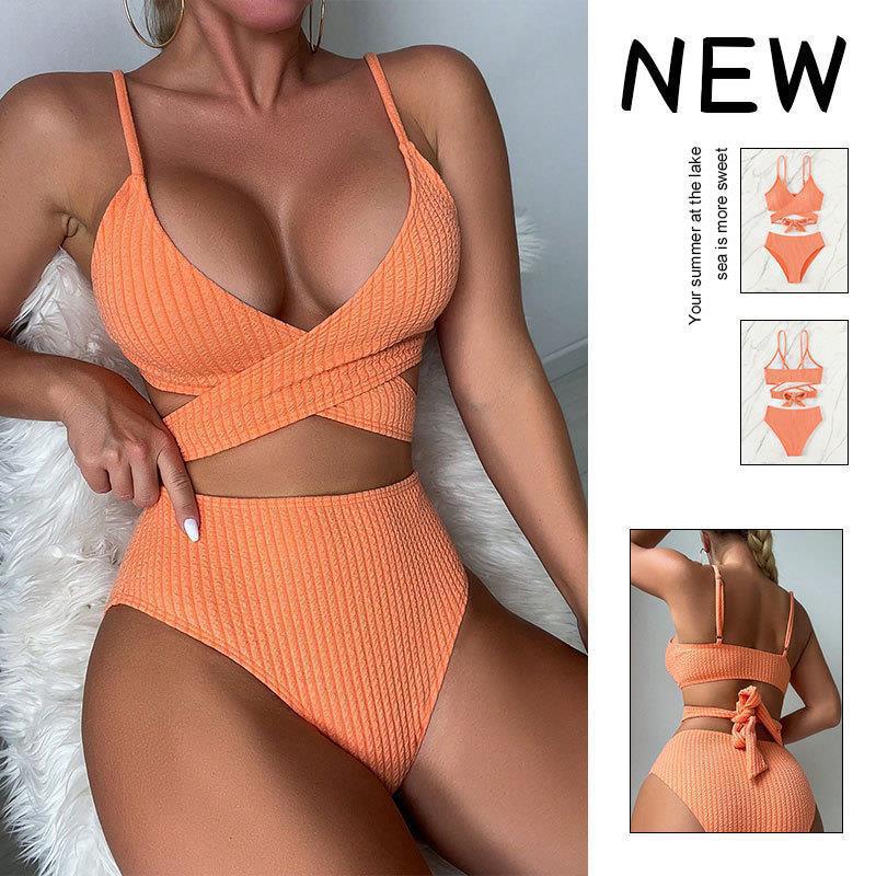 Damen Hochgeschnittener Bikini mit Cross-Back-Trägern Echo Archiv