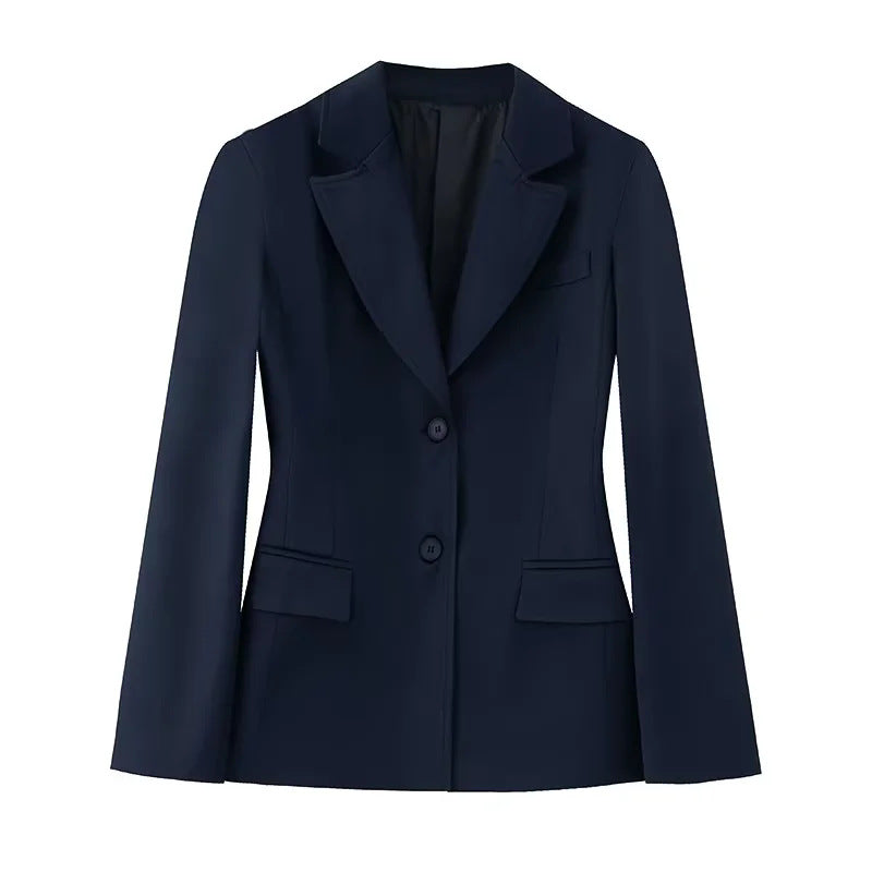 Damen nan schlanker Business-Blazer mit taillierter Schnittführung, fallendem Revers und Pattentaschen Echo Archiv