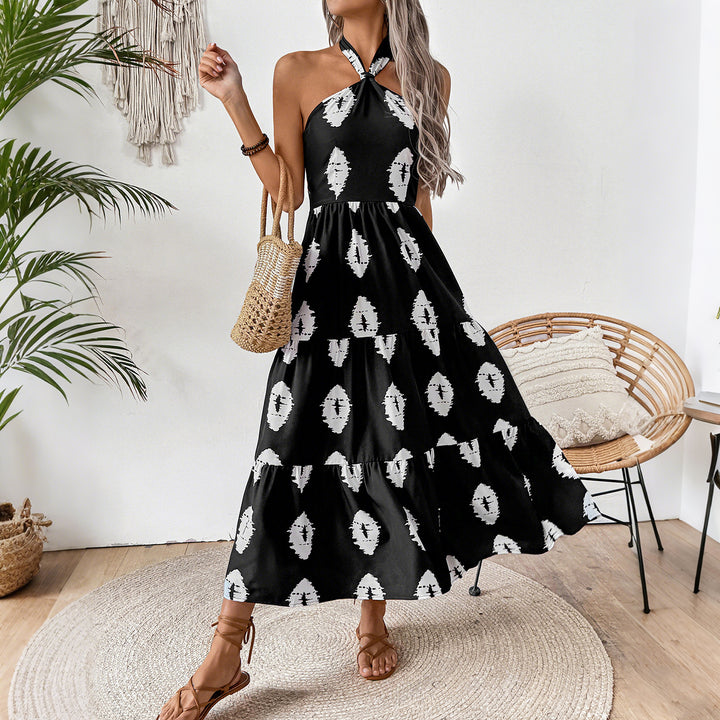 Damen Boho Maxikleid mit asymmetrischen Trägern Echo Archiv