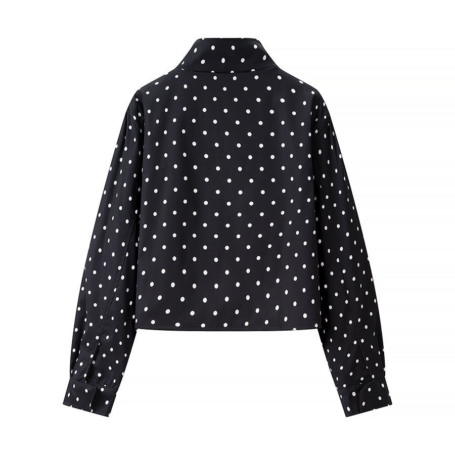 Damen Gepunktete Kurzjacke mit Stehkragen und verdeckter Druckknopfleiste Echo Archiv