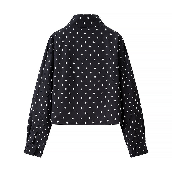 Damen Gepunktete Kurzjacke mit Stehkragen und verdeckter Druckknopfleiste Echo Archiv
