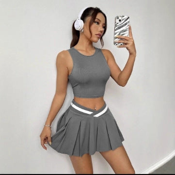 Damen Sportliches Crop-Top und Minirock Set Echo Archiv