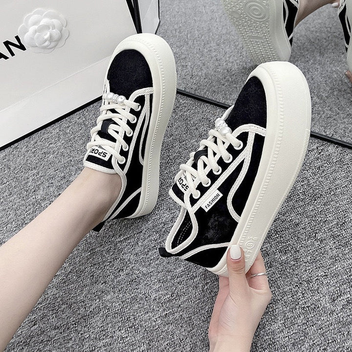 Damen modische Sneaker mit trendiger Perlenschnürung und robuster Gummisohle Echo Archiv