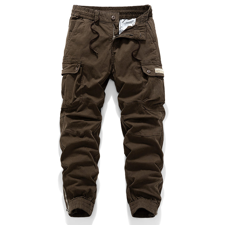 Herren Tactical-Canvas-Cargohose im Joggerstil mit elastischem Tunnelzugbund, Knieabnähern und Multifunktions-Pattentaschen Echo Archiv