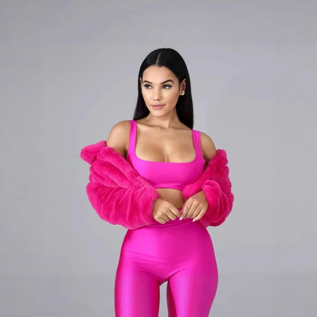 Damen Cropped Kunstpelz‑Blouson mit tailliertem Schnitt, Stehkragen und weichem Teddy‑Finish Echo Archiv