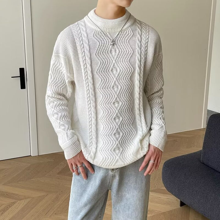 Herren Grobstrickpullover mit modernen Zopfmuster Echo Archiv