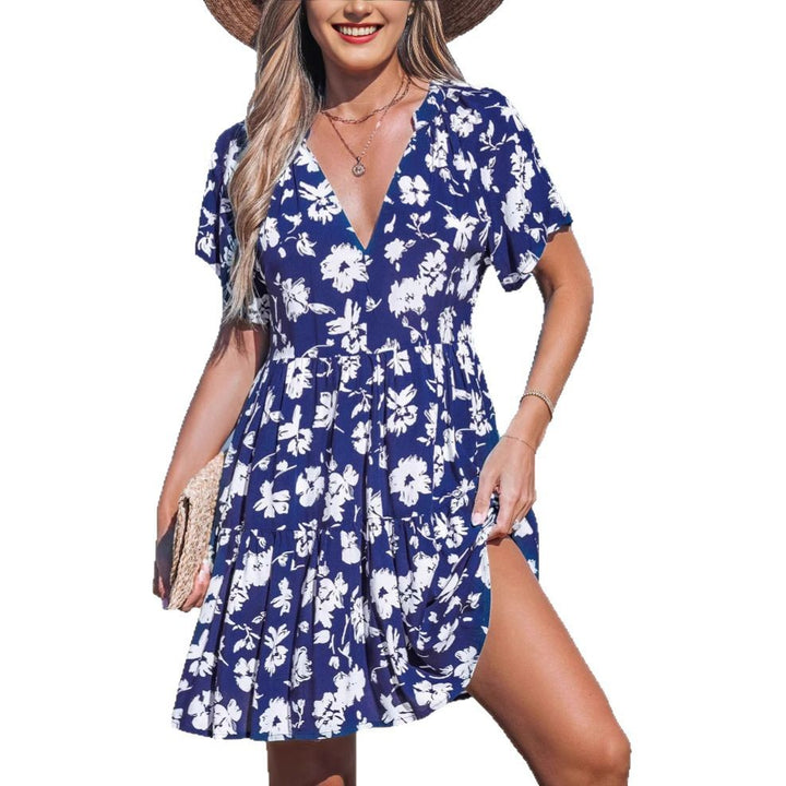 Damen verspieltes Sommerkleid mit V-Ausschnitt und luftigen Ärmeln Echo Archiv