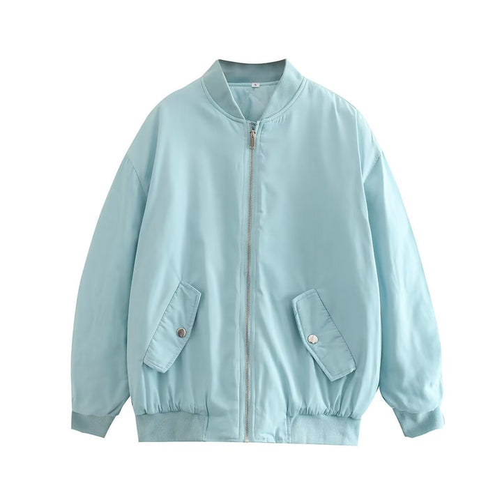 Damen Boxy Bomberjacke im Oversize‑Look mit Reißverschluss und abgeschrägten Pattentaschen Echoarchiv
