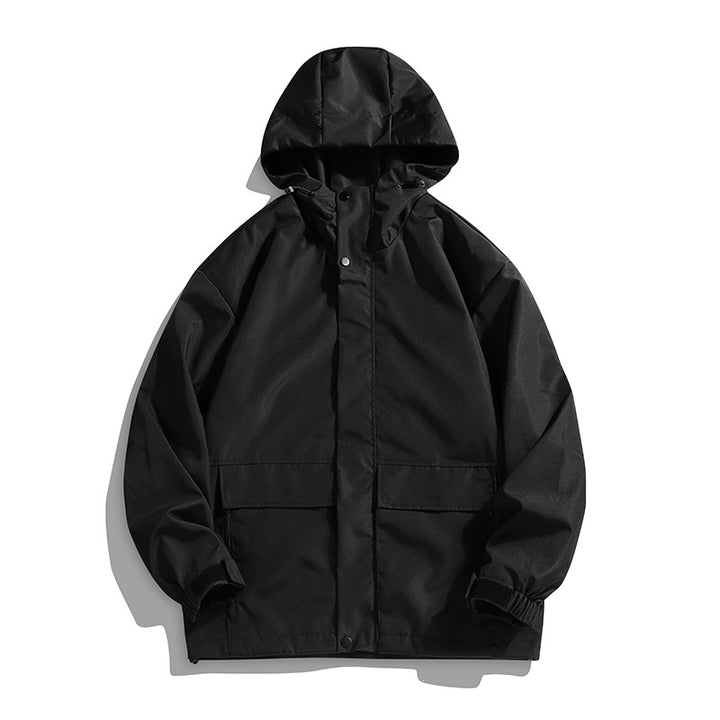 Unisex Wasserdichte Kapuzen-Übergangsjacke mit verstellbarer Kapuze & Utility-Taschen Echoarchiv
