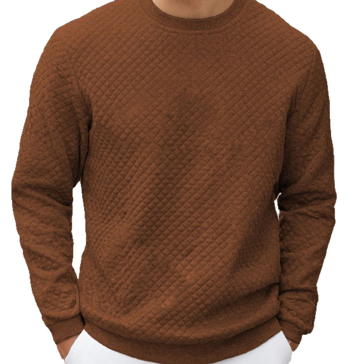Herren gesteppter Sweatpullover mit Rautensteppung, geripptem Kragen und komfortablem Regular Fit – Marzano
