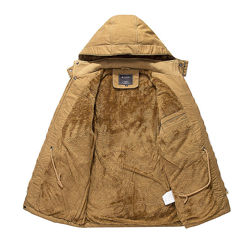 Herren Militärinspirierter Canvas-Parka mit Teddyfutter, abnehmbarer Kapuze und Utility-Taschen Echo Archiv