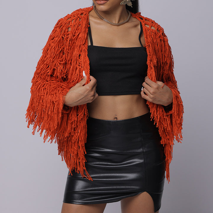 Damen Fransen-Pulloverjacke mit offenem Schnitt und stylischem Design Echo Archiv