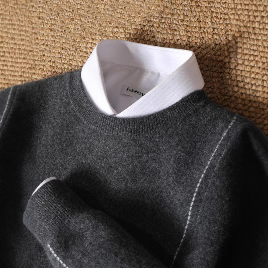 Herren eleganter und gemütlicher Strickpullover mit feiner Struktur Echoarchiv