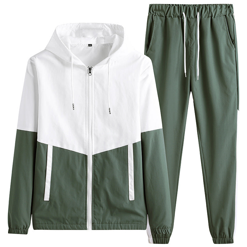 Herren Leichtes Colorblock-Trackset mit Kapuzen‑Windjacke und konischer Jogginghose Echoarchiv