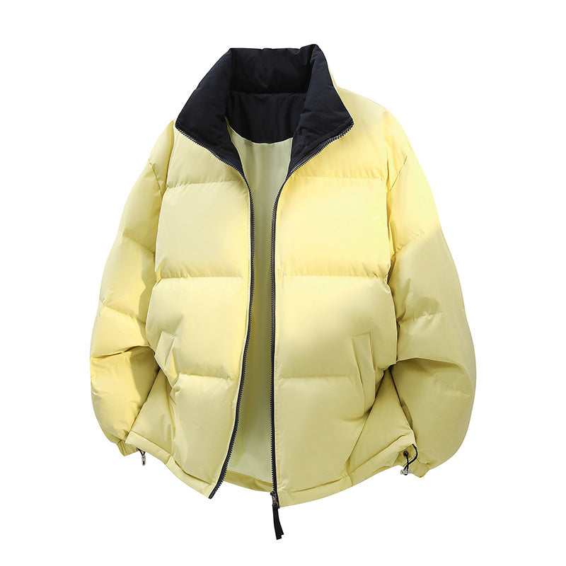 Unisex Oversize-Steppjacke mit hohem Kragen, zweifarbiger Innenfütterung & verstellbarem Saum Echoarchiv