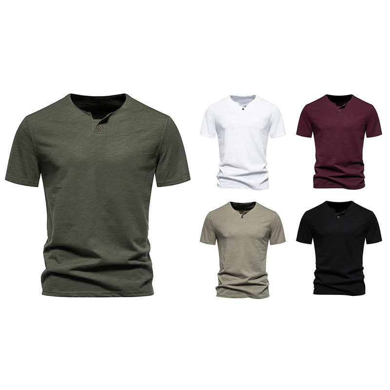 Herren Kurzarm-Henley-Shirt mit modernem Stehkragen und hochwertiger Baumwollqualität Echoarchiv