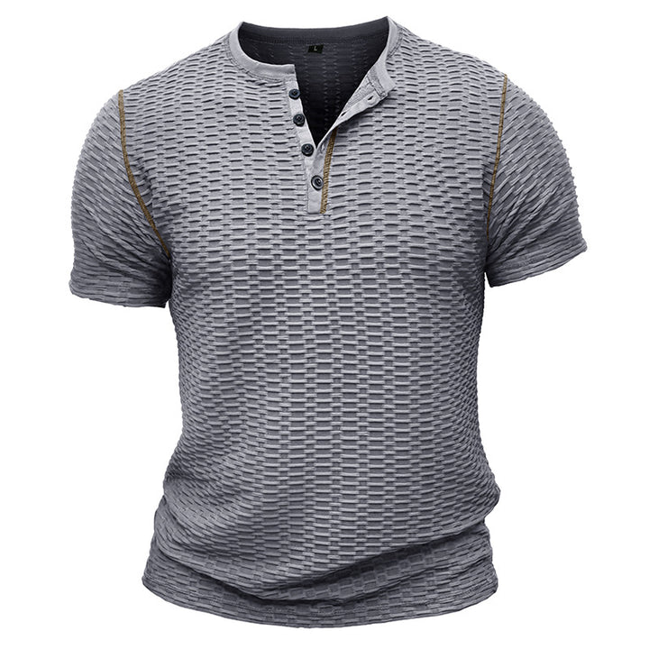 Herren modisches Kurzarm-Henley Shirt mit strukturiertem Design Echoarchiv