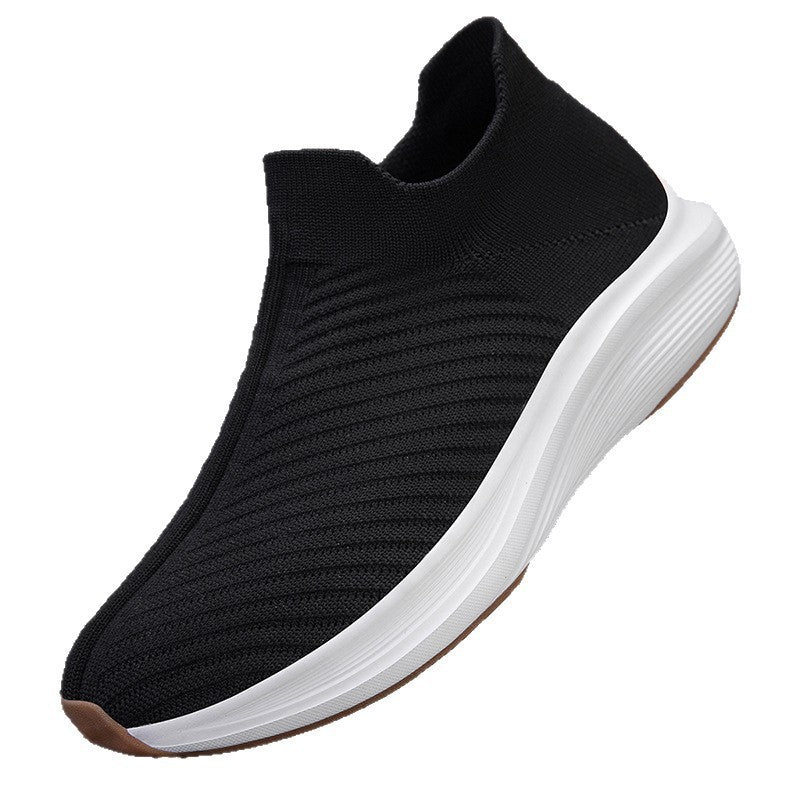 Damen Atmungsaktive Slip-On Strick-Sneakers mit sockenähnlichem Schaft Echoarchiv
