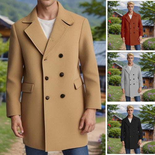 Herren eleganter Doppelreiher-Mantel aus weichem Material Echoarchiv