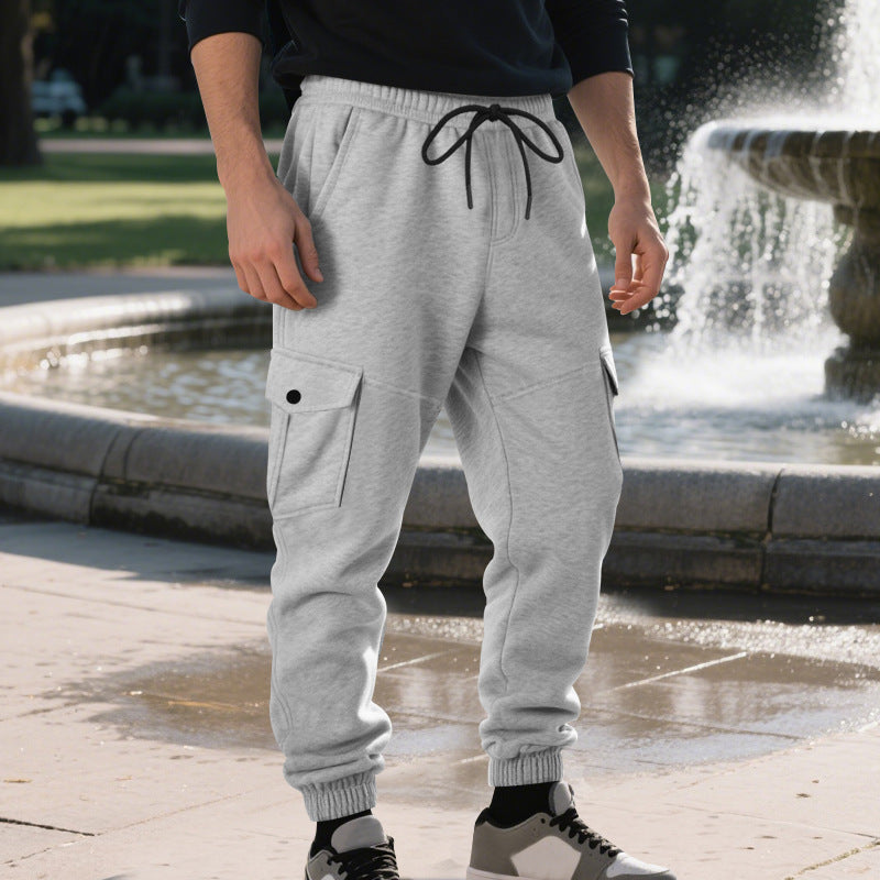 Herren Funktionale Cargo-Jogginghose mit Tunnelzug, Sicherheits-Flap-Taschen und elastischem Knöchelbündchen – Bravaro